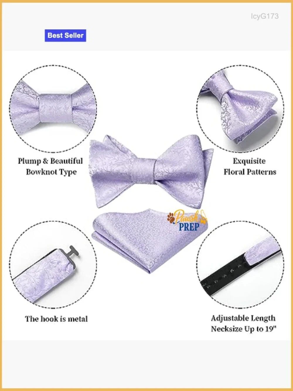 Self-Tie Bow Tie and Pocket Square Set, Polyester Formal Accessories